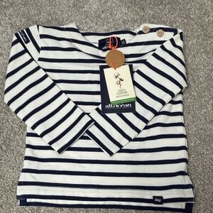 Navy Striped Long Sleeve Kids Tee